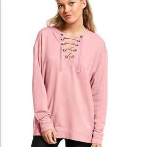 Victoria's Secret PINK Lace-Up Pink Sweatshirt